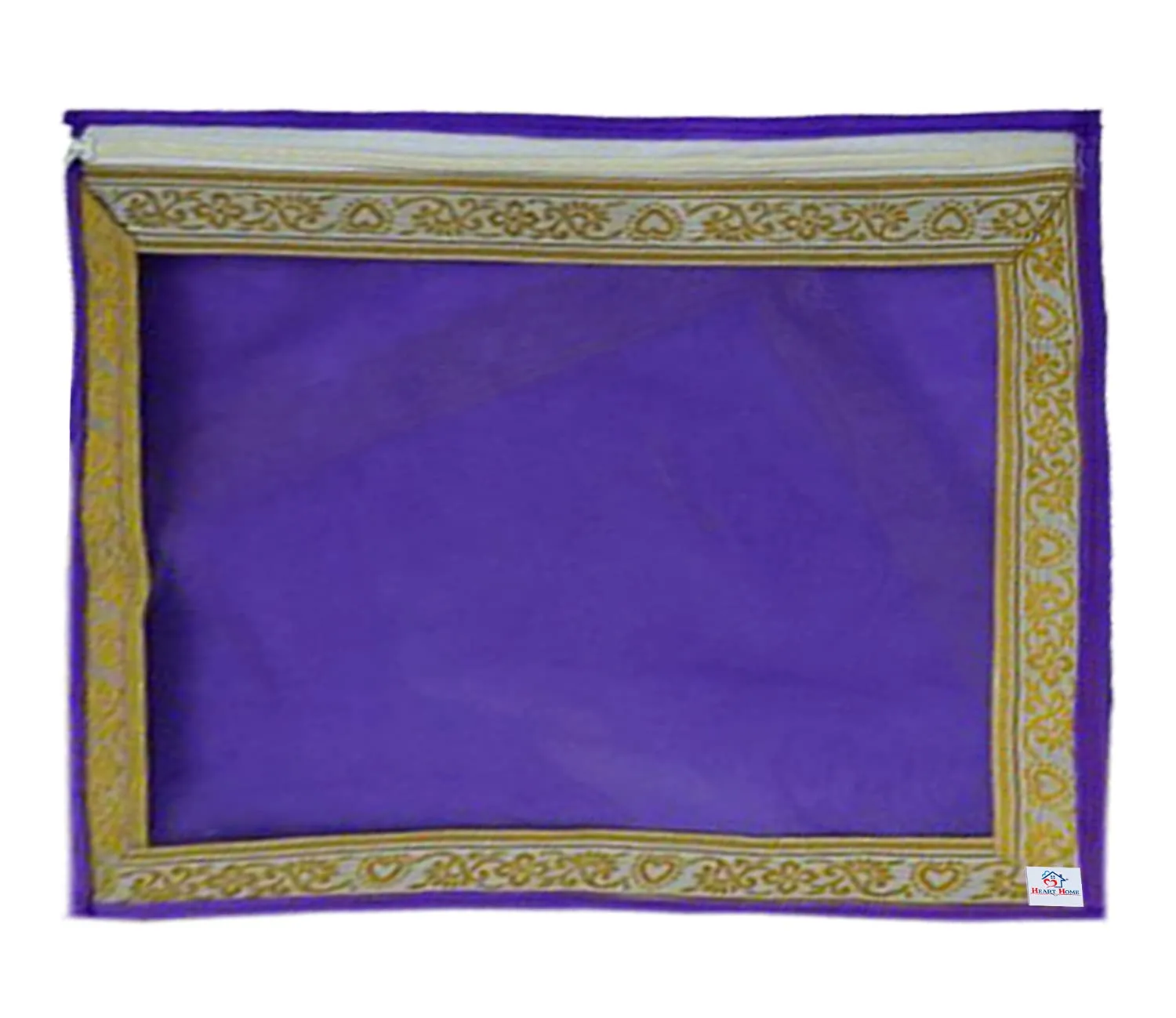 Heart Home Gota Patti Design Tranasparent Non Woven Foldable, Waterproof Single Saree Cover, Saree Organizer- Pack of 6 (Purple)-HS_38_HEARTH21597