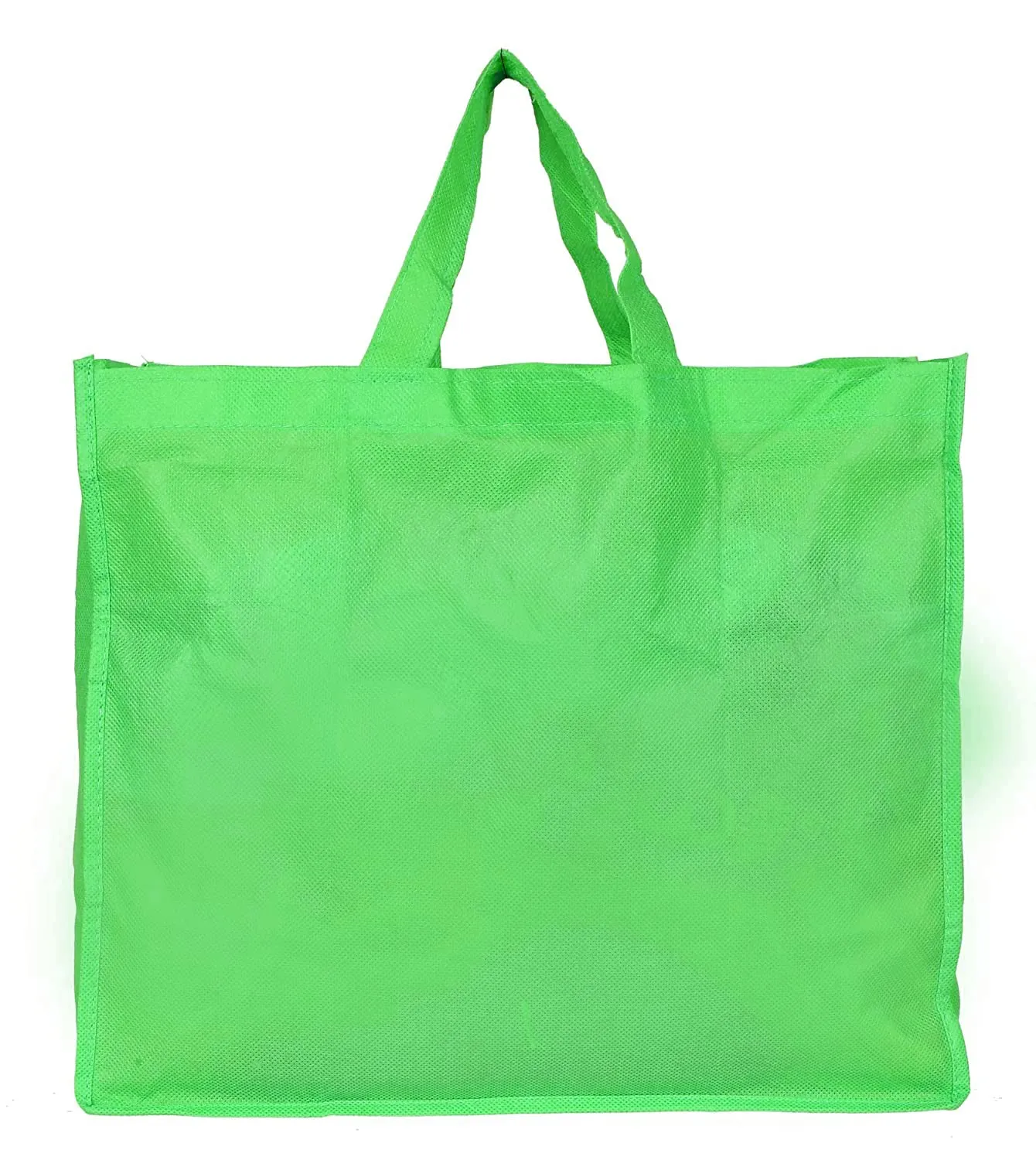 Heart Home Non-Woven Foldable Shopping Bag|Reusable Travel Tote Bag|Gift Bag|Grocery Bag For Vegetable|One Small Pocket|Pack of 2 (Green & Orange)