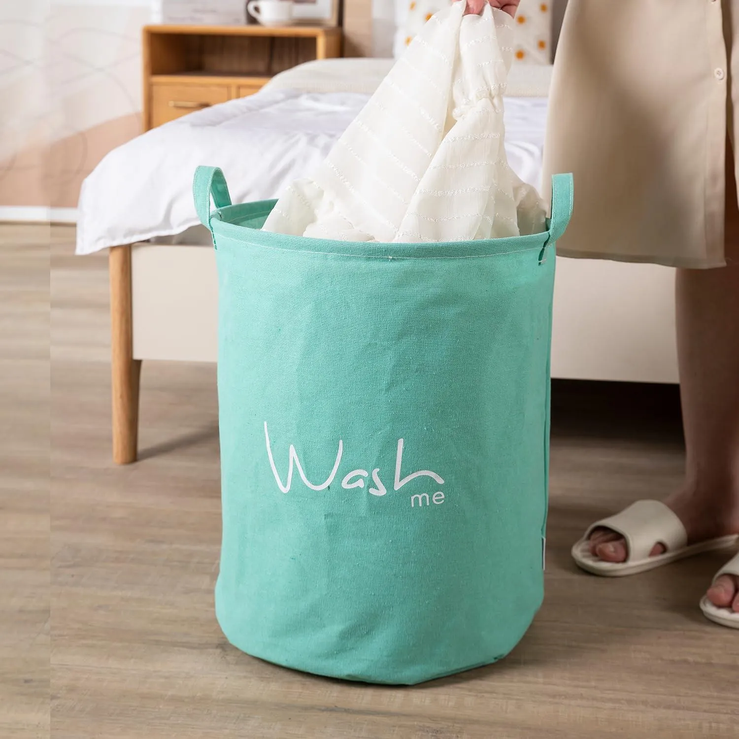 HOKIPO Folding Laundry Storage Basket - Large 46 Ltr, Green