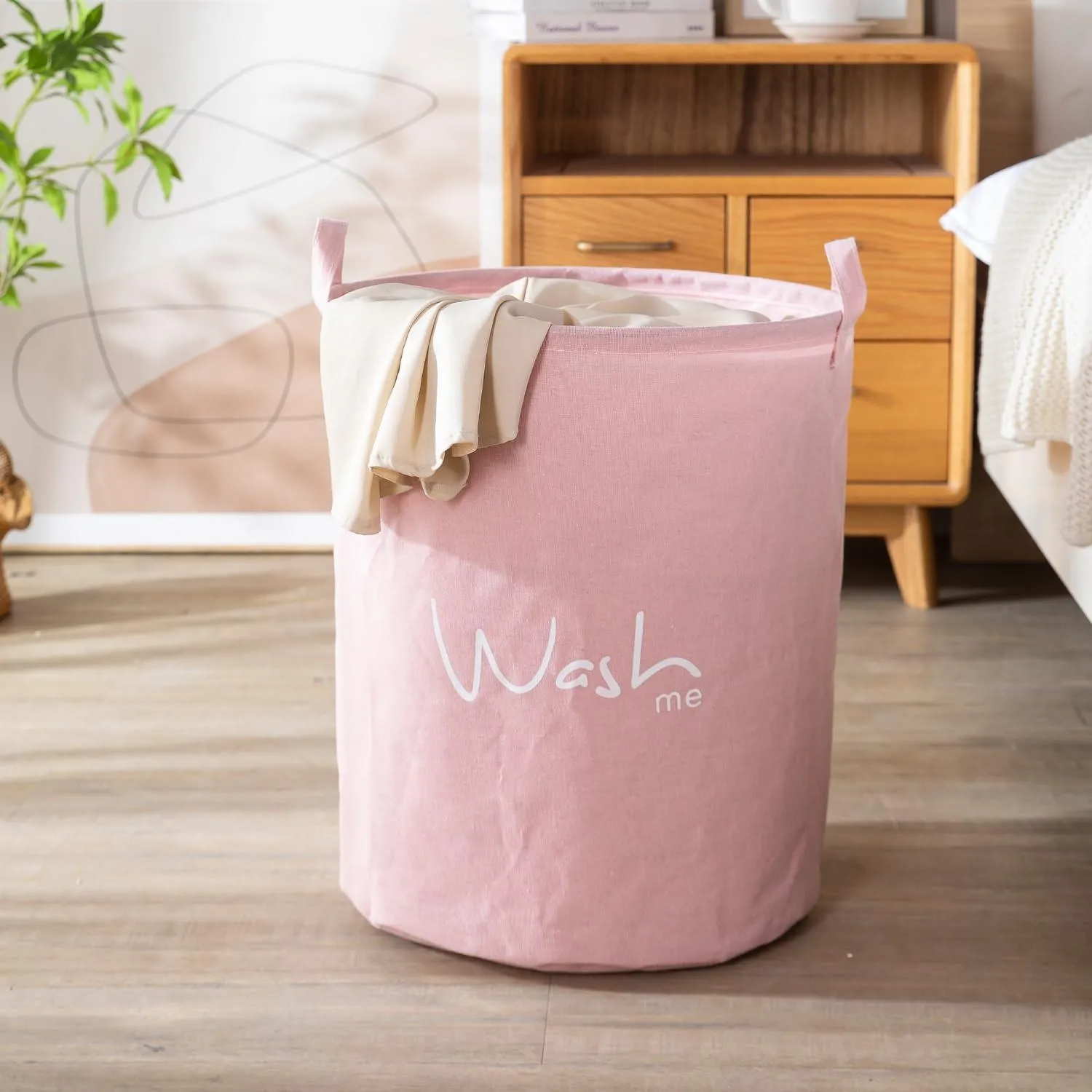 HOKIPO Folding Laundry Storage Basket - Large 46 Ltr, Pink