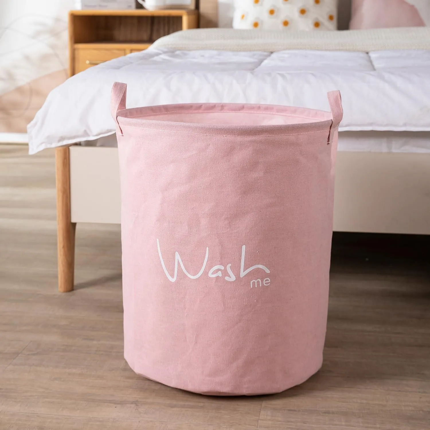 HOKIPO Folding Laundry Storage Basket - Large 46 Ltr, Pink