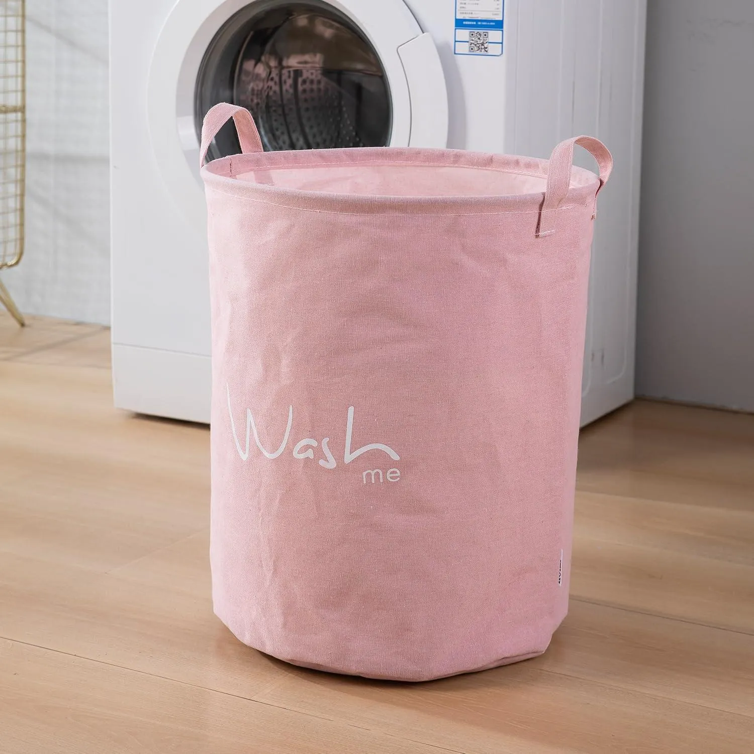 HOKIPO Folding Laundry Storage Basket - Large 46 Ltr, Pink