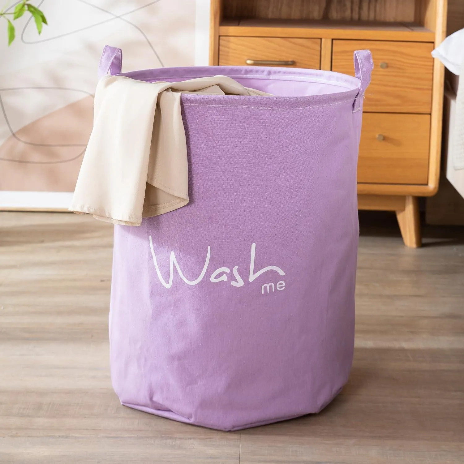 HOKIPO Folding Laundry Storage Basket - Large 46 Ltr, Purple