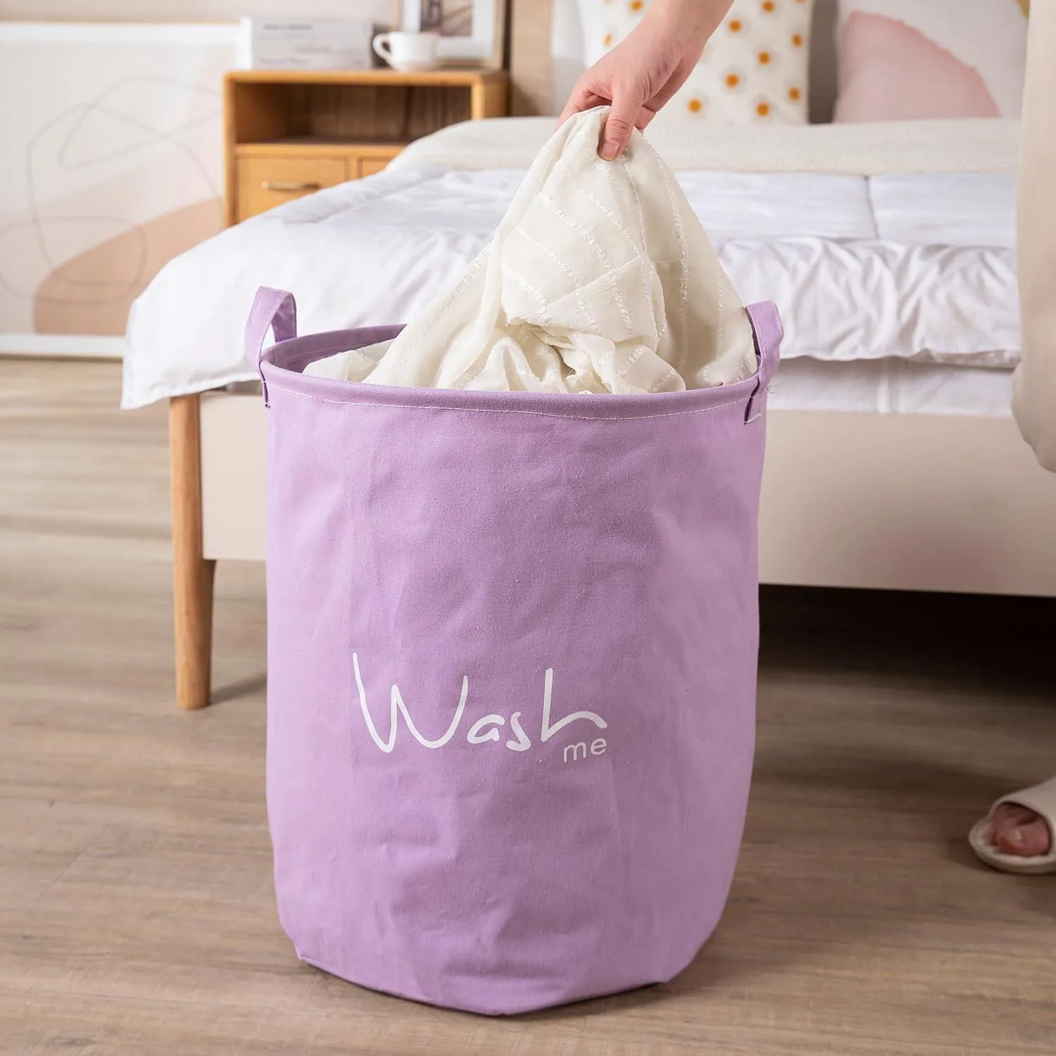 HOKIPO Folding Laundry Storage Basket - Large 46 Ltr, Purple