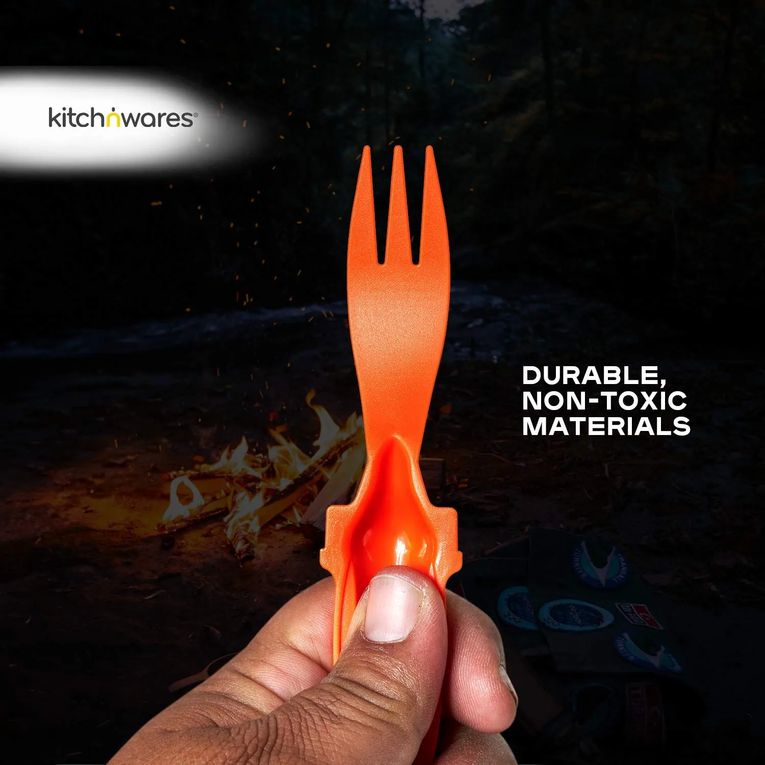 Katzco Plastic Camping Cutlery Set - 2 Pack - for Hiking, Climbing, Biking, Outdoors