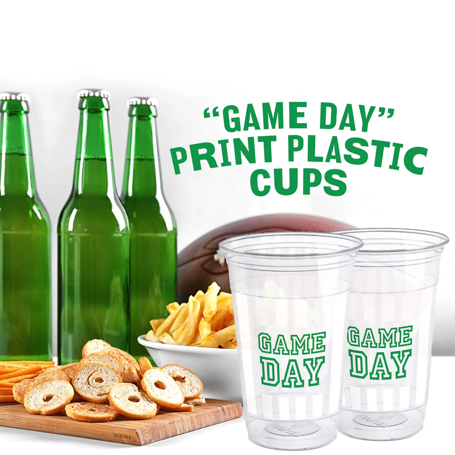 Kicko Game Day Print Plastic Cups - 24 Pack - 12 Oz. - Disposable Drinking Goblets