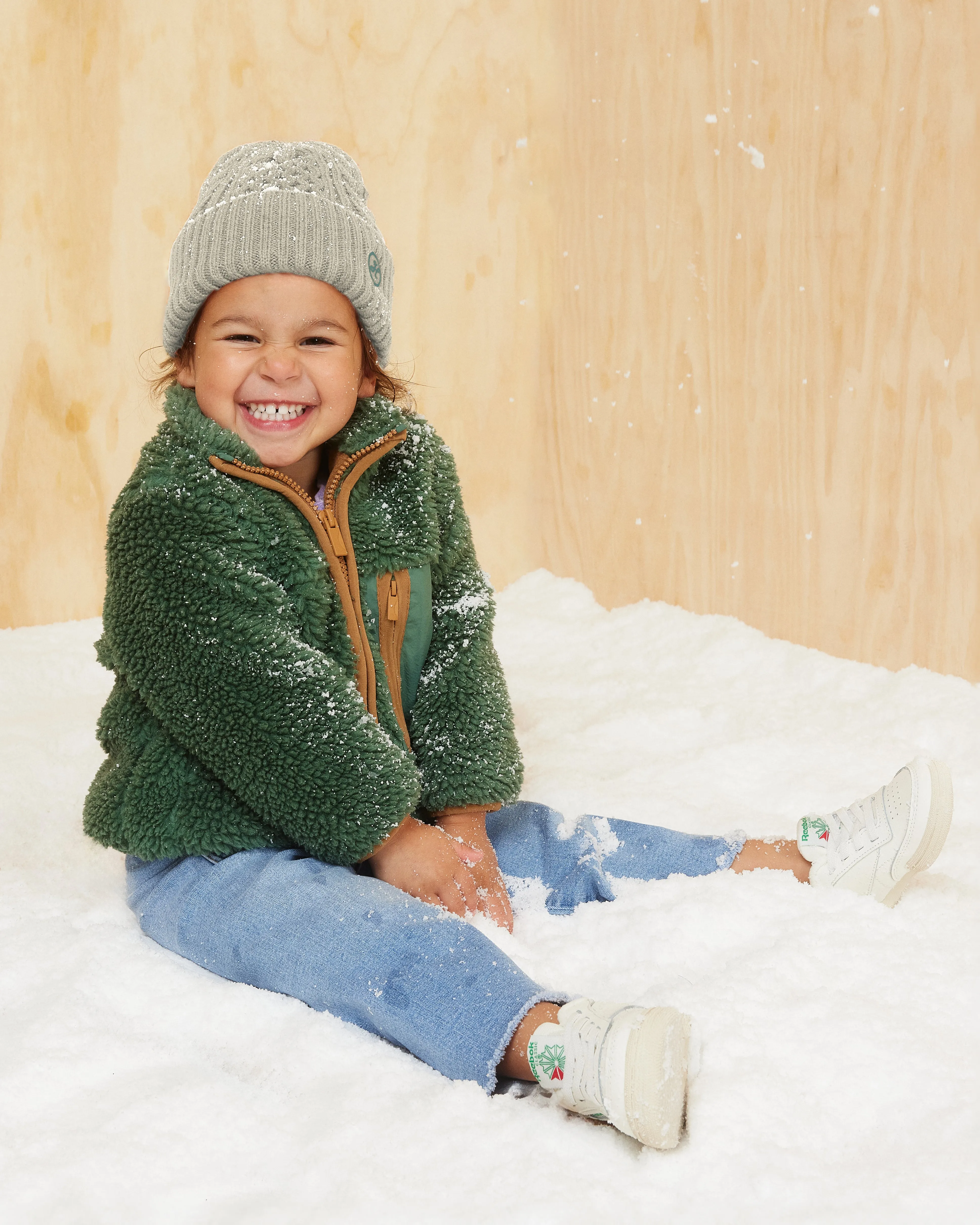 Kids Vulcan Cable Knit Beanie in Grey Sage