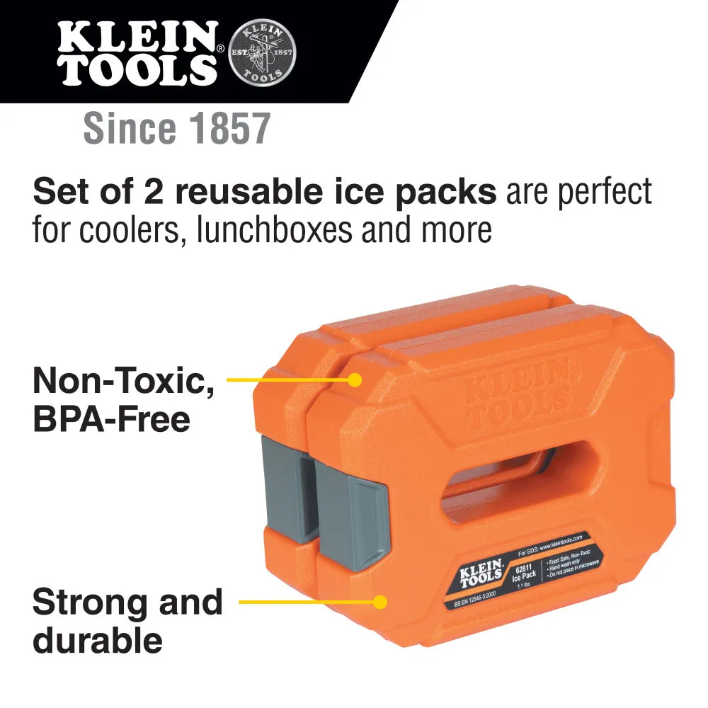 Klein 62811 Reusable Cooler Ice Packs, 2-Pack