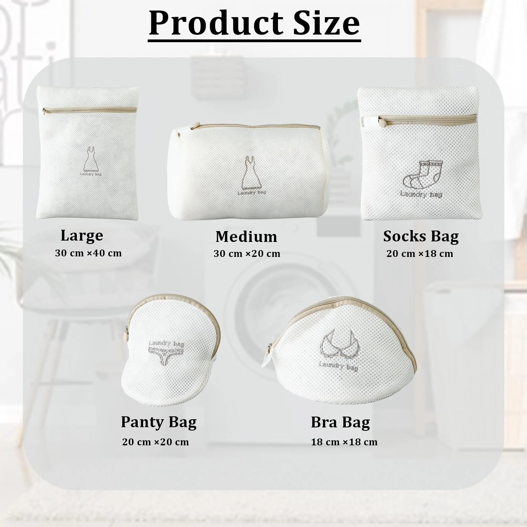 Kuber Industries 30 Piece Laundry Bags | Reusable Mesh Laundry Bags | Laundry Washing Bags for Blouse, Bra, Panty, Hosiery, Lingerie & Jeans | Clothes Storage Bag | SM-WBN004 | White | Pack of 6