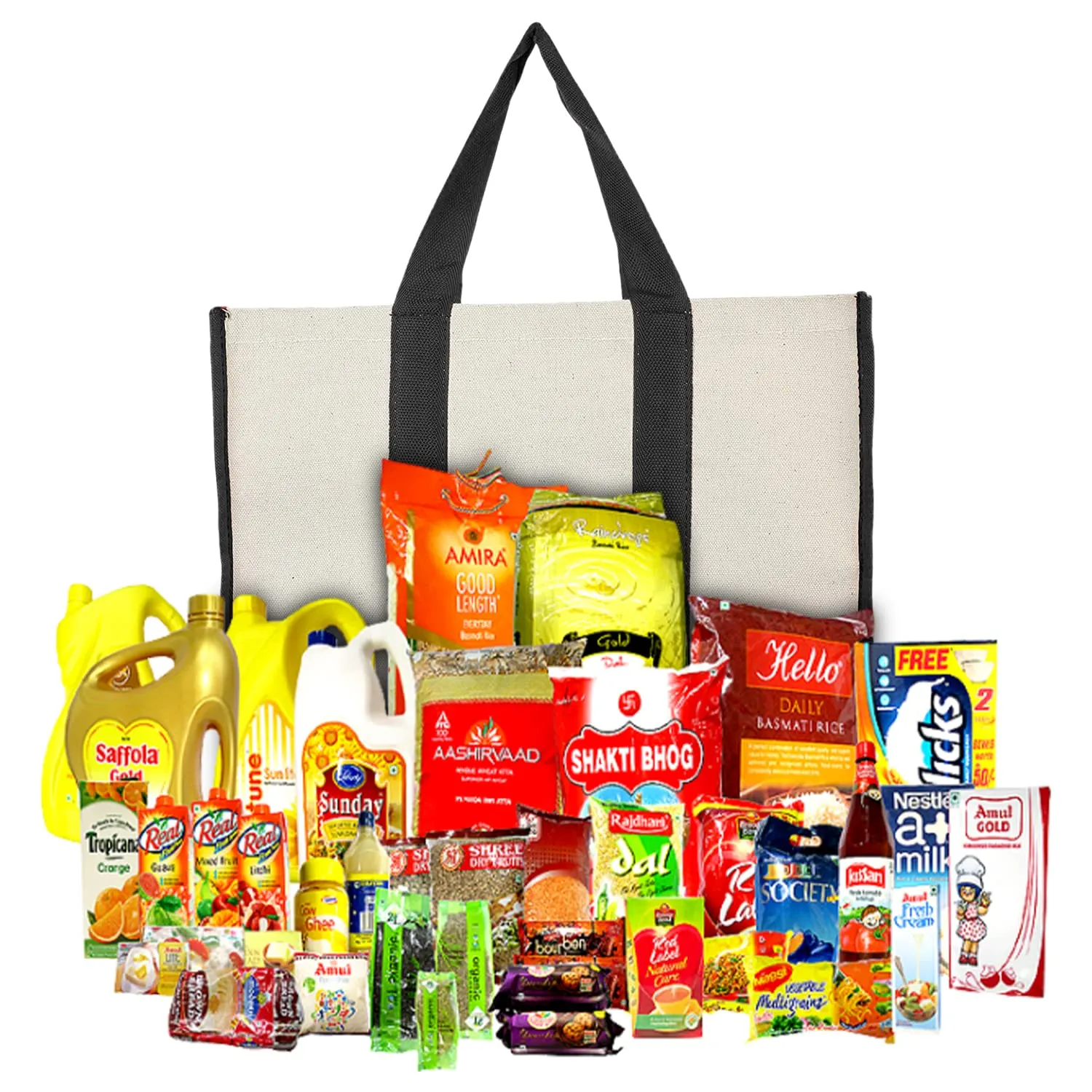 Kuber Industries Canvas Shopping Bags/Grocery Bag for Carry Grocery, Fruits, Vegetable with Handles (Black) 54KM4013