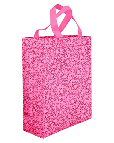 Kuber Industries Carry Bag|Shopping bag With Handles|Shopping Bag For Grocery|Pack of 12 |PINK