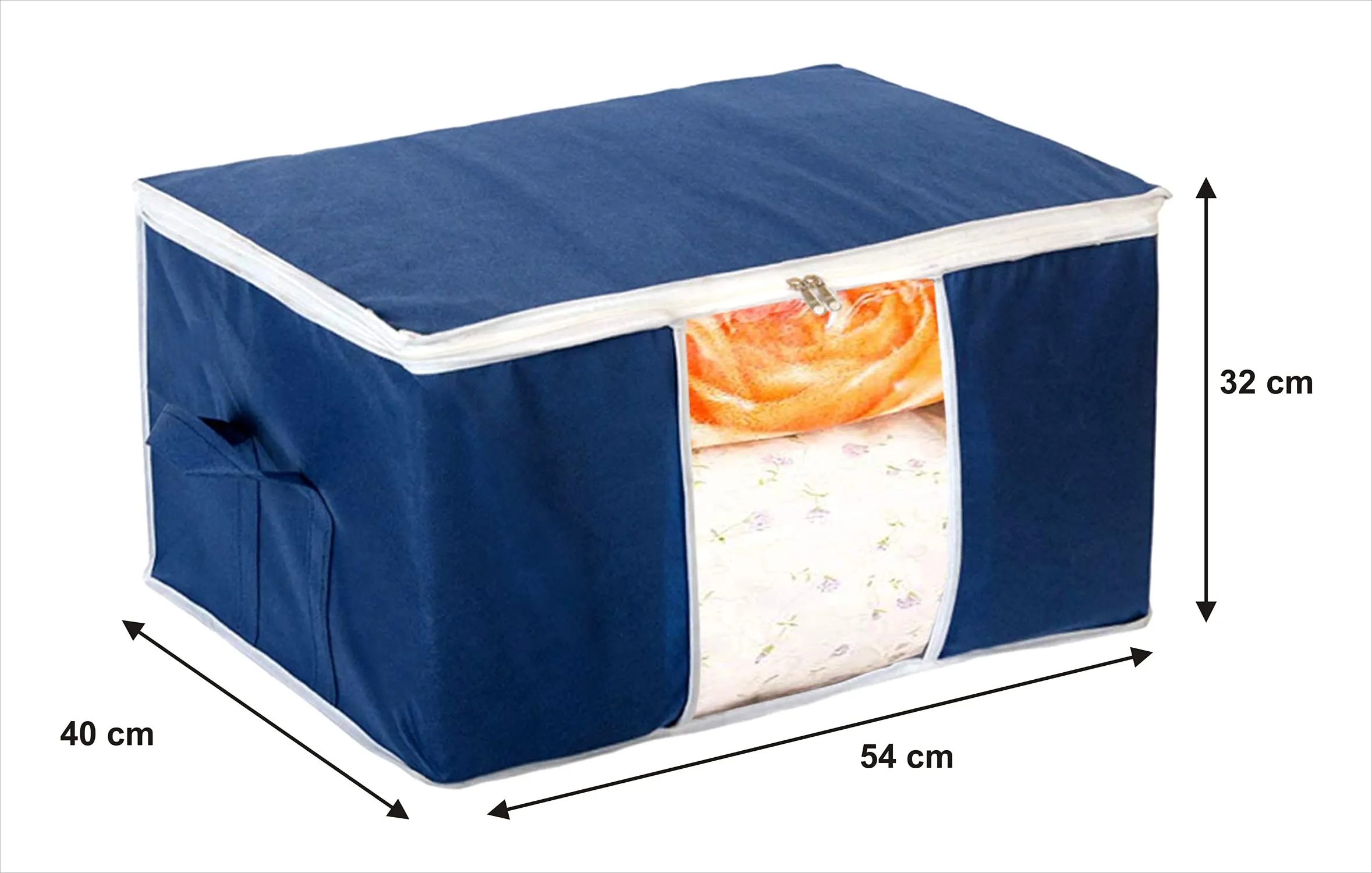 Kuber Industries Clothing Storage Bags, Under Bed Foldable Organizer, Store Blankets, Clothes with Transparent Window (Navy Blue, HS_38_KUBMART21707, 66 x 46 x 31 cm) - Pack of 2