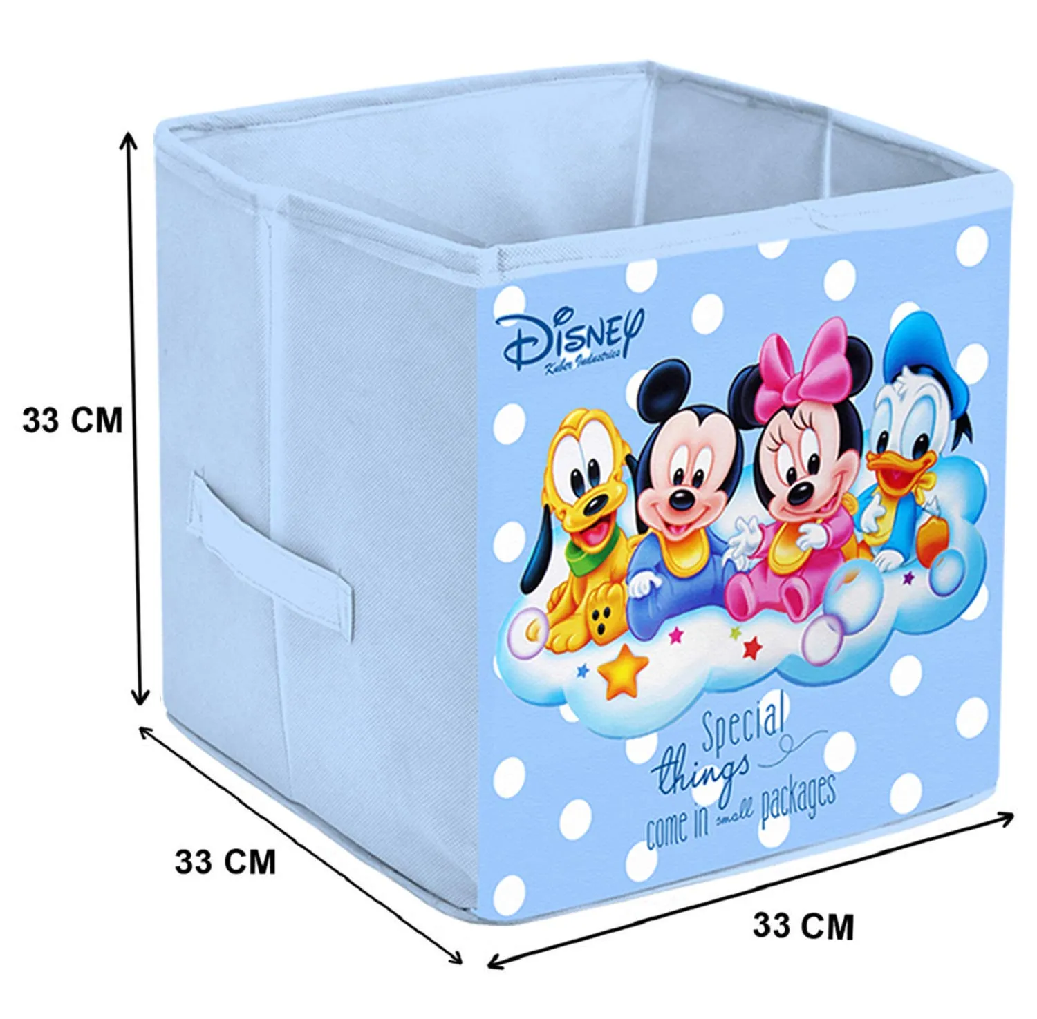 Kuber Industries Foldable Boxes For Storage - Multipurpose Storage Organizer For Clothes | Wardrobe | Closet | Toys | Books - Disney Baby Team Mickey Print - Undergarment Organizer Basket (Royal Blue)