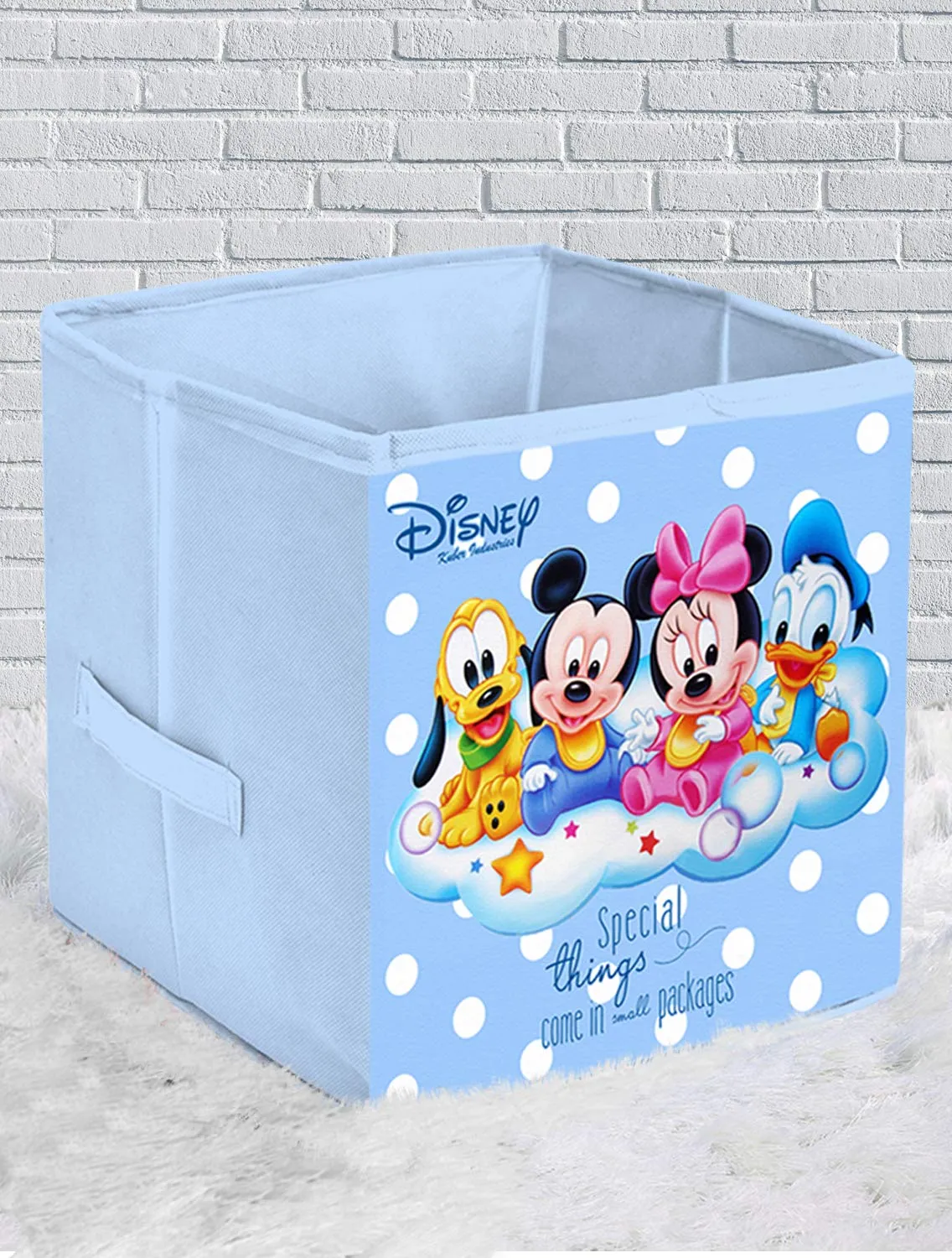 Kuber Industries Foldable Boxes For Storage - Multipurpose Storage Organizer For Clothes | Wardrobe | Closet | Toys | Books - Disney Baby Team Mickey Print - Undergarment Organizer Basket (Royal Blue)