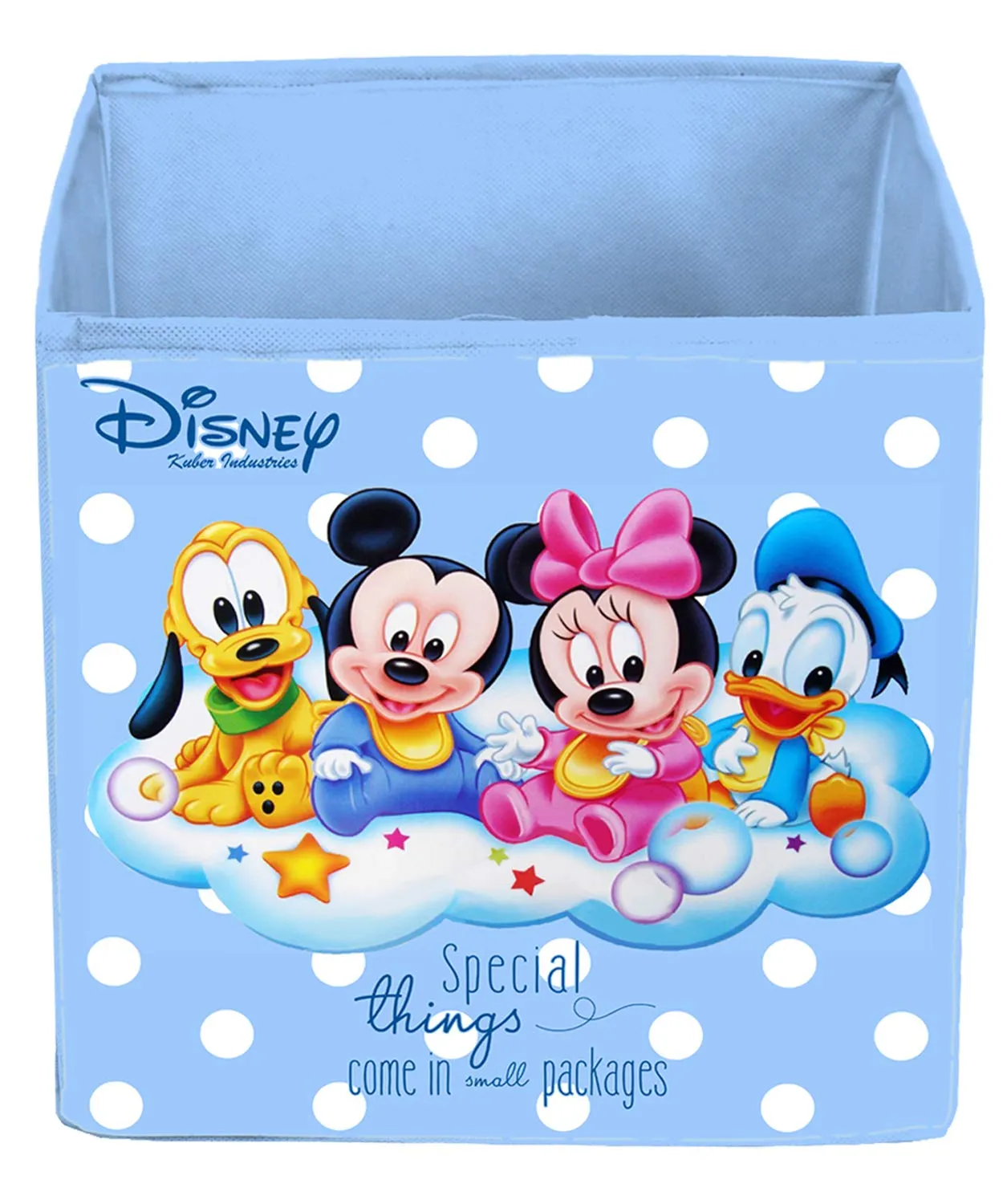 Kuber Industries Foldable Boxes For Storage - Multipurpose Storage Organizer For Clothes | Wardrobe | Closet | Toys | Books - Disney Baby Team Mickey Print - Undergarment Organizer Basket (Royal Blue)