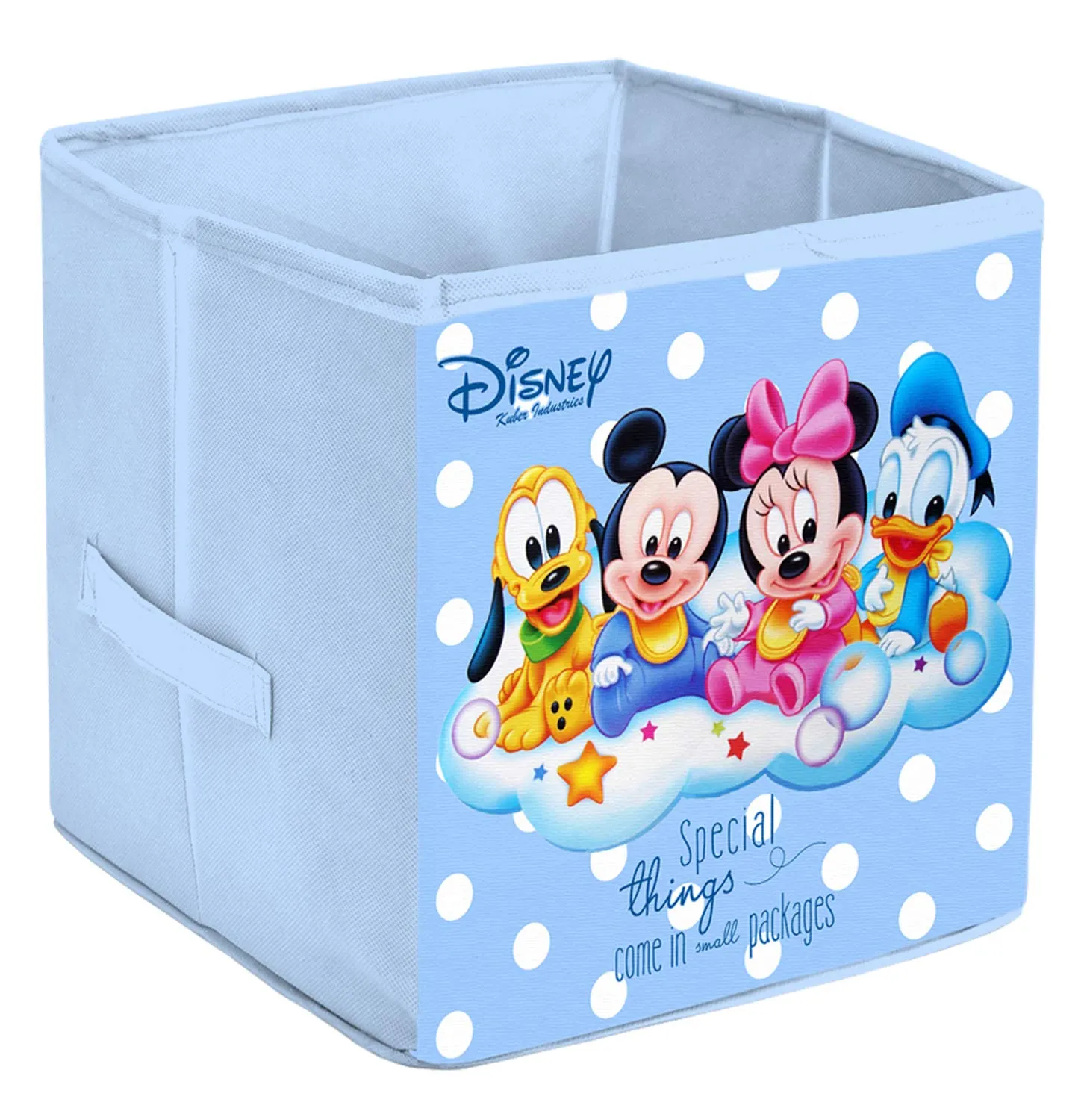 Kuber Industries Foldable Boxes For Storage - Multipurpose Storage Organizer For Clothes | Wardrobe | Closet | Toys | Books - Disney Baby Team Mickey Print - Undergarment Organizer Basket (Royal Blue)