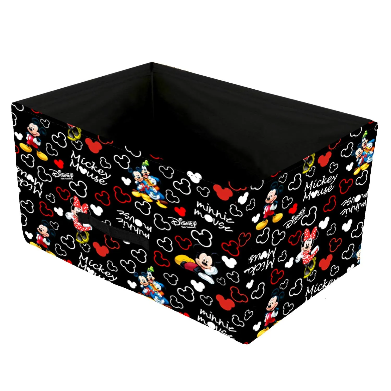 Kuber Industries Foldable Boxes For Storage (Pack of 3) - Multipurpose Storage Organizer For Clothes | Wardrobe | Closet | Toys | Books - Disney Mickey Print - Undergarment Organizer Basket (Black)