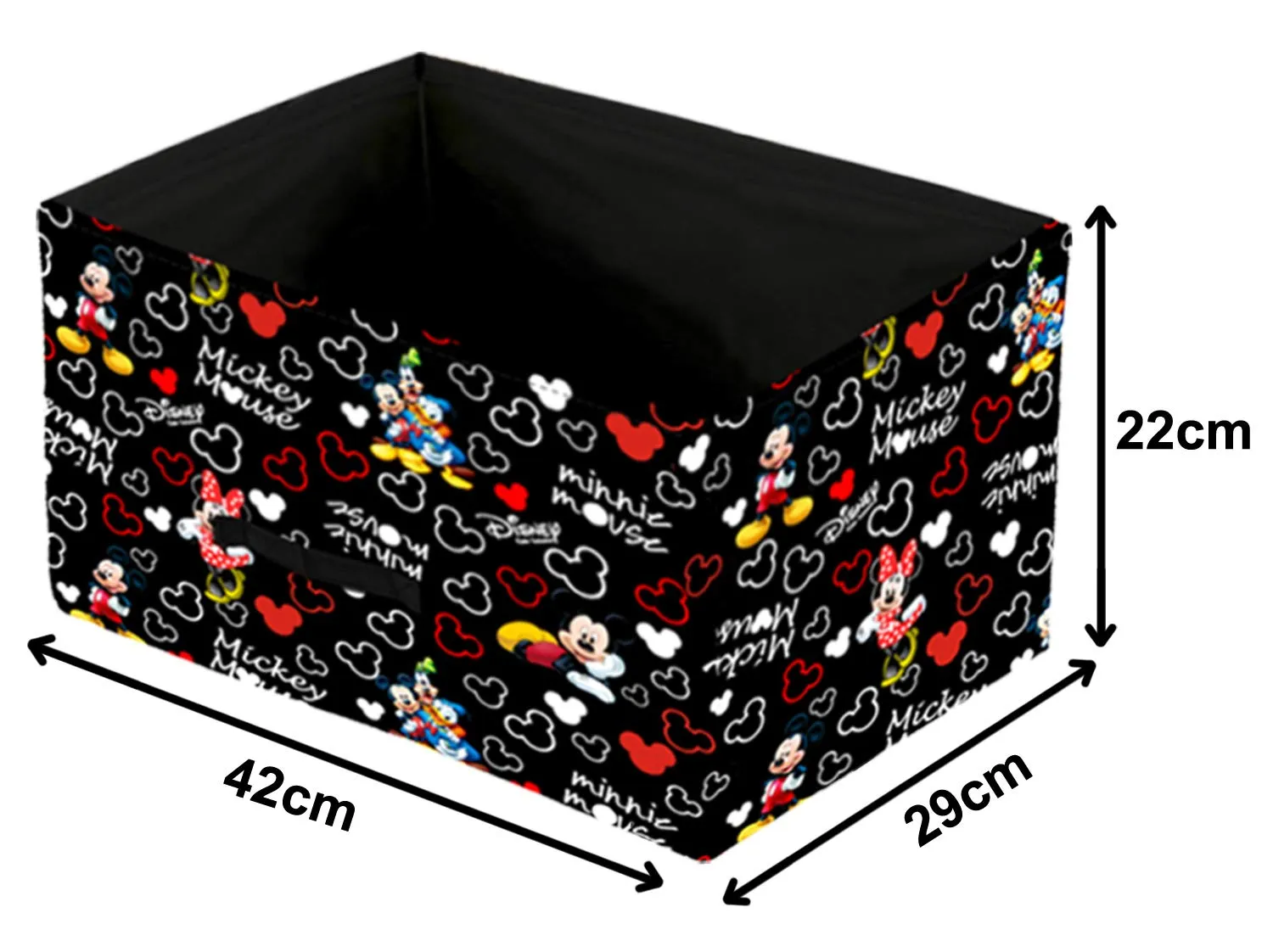 Kuber Industries Foldable Boxes For Storage (Pack of 3) - Multipurpose Storage Organizer For Clothes | Wardrobe | Closet | Toys | Books - Disney Mickey Print - Undergarment Organizer Basket (Black)