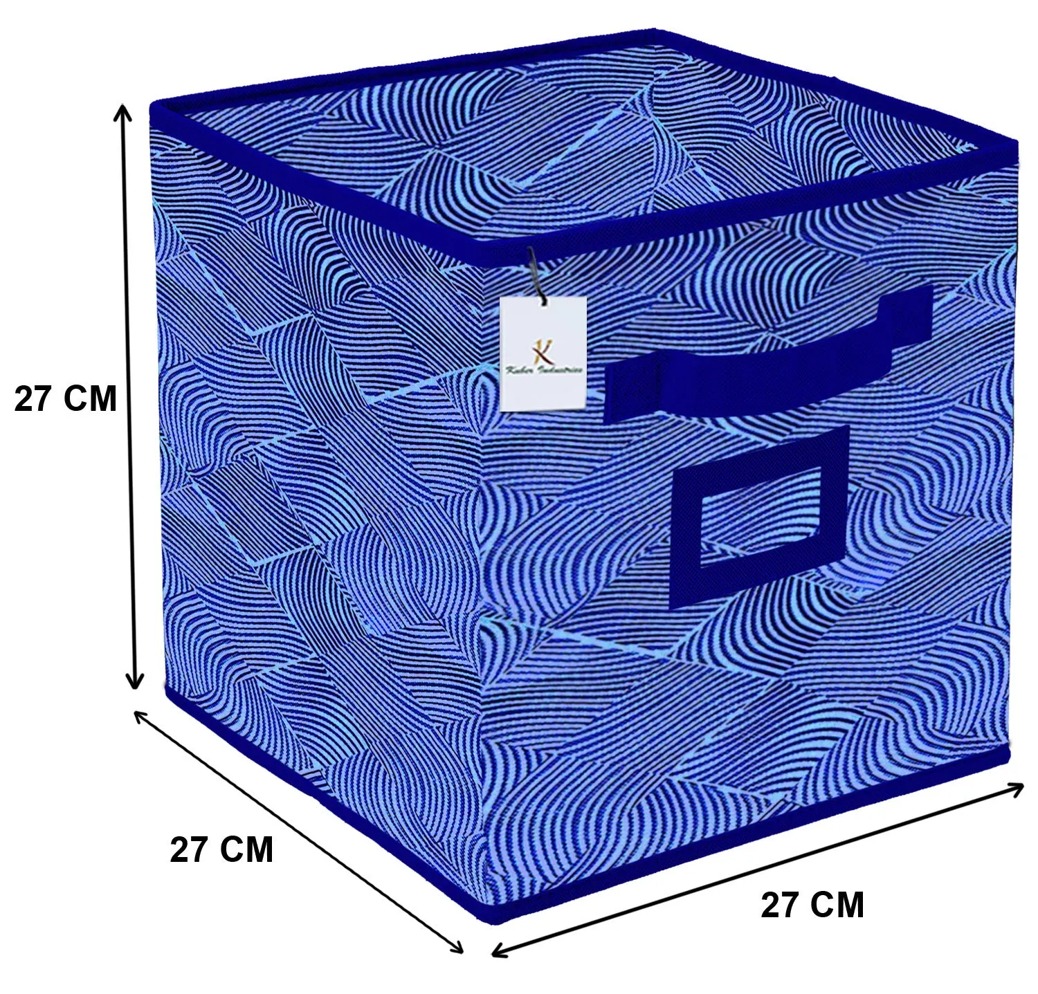 Kuber Industries Laheriya Design Non Woven Small Foldable Storage Organiser Cubes/Boxes (Blue) - (CTGTC036062)