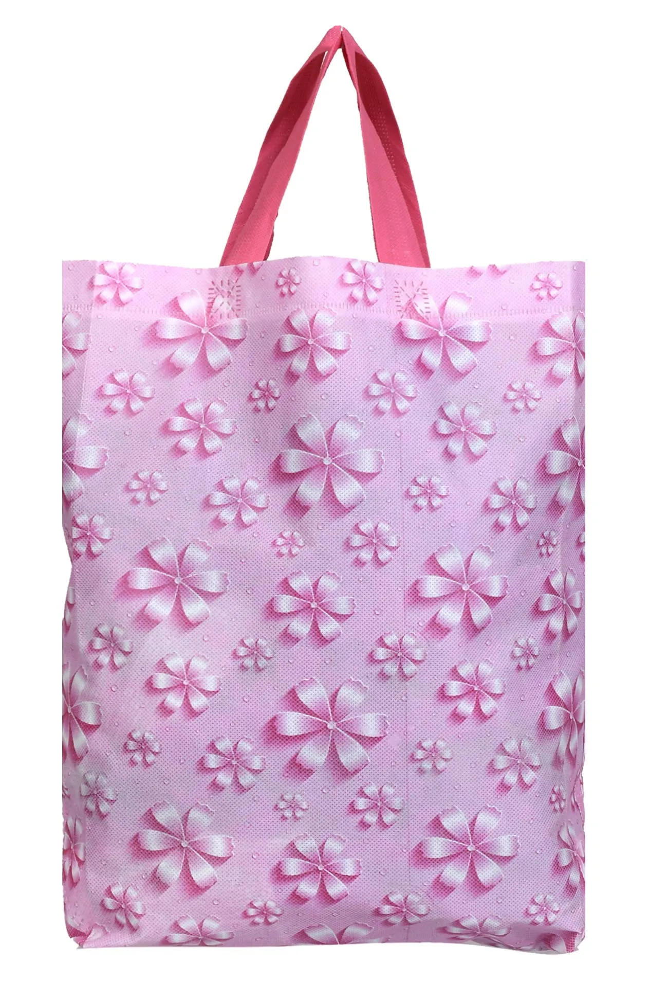 Kuber Industries Non-Woven Foldable Shopping Bag|Reusable Travel Tote Bag|Gift Bag|Grocery Bag for Vegetable|Pack of 12 (Pink)