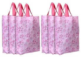 Kuber Industries Non-Woven Foldable Shopping Bag|Reusable Travel Tote Bag|Gift Bag|Grocery Bag for Vegetable|Pack of 6 (Pink)