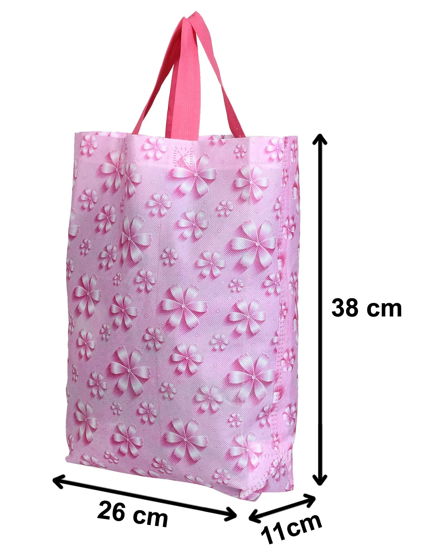 Kuber Industries Non-Woven Foldable Shopping Bag|Reusable Travel Tote Bag|Gift Bag|Grocery Bag for Vegetable|Pack of 6 (Pink)