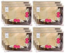 Kuber Industries Non-Woven Single Packing Saree Cover|Transparent & Zipper Closure|Pack Of 12 (Ivory)-Kubmart2828