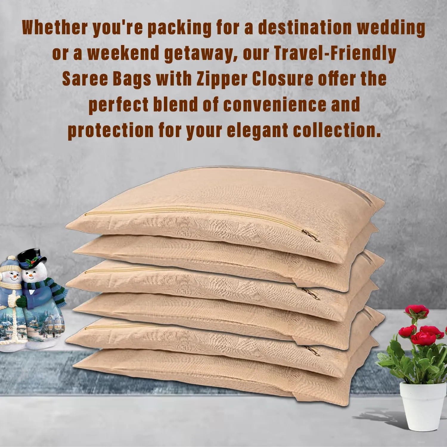 Kuber Industries Saree Bags Combo Set | Cotton Wardrobe Organizer | Clothes Bags for Storage | Mesh Window Saree Bags Set | Single Packing Saree Cover | Pack of 24 | Cream