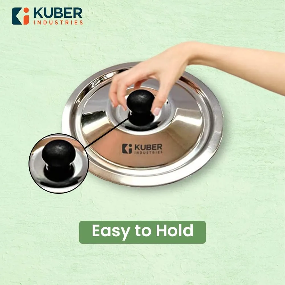 Kuber Industries (Set of 25) Universal Stainless Steel Lids for Utensils with Knob/Handle for Good Grip | Dhakkan Set for Kadai | Pan | Tawa | Pots | Easy to Hold Kitchen Utensils Cover (All Sizes)