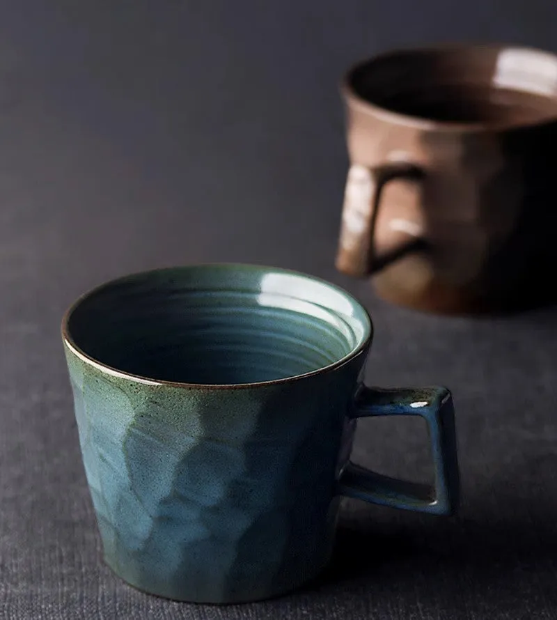 Large Capacity Coffee Cups, Modern Handmade Pottery Coffee Cup, Large Unique Tea Cup, Creative Brown White Black Blue Ceramic Coffee Mugs