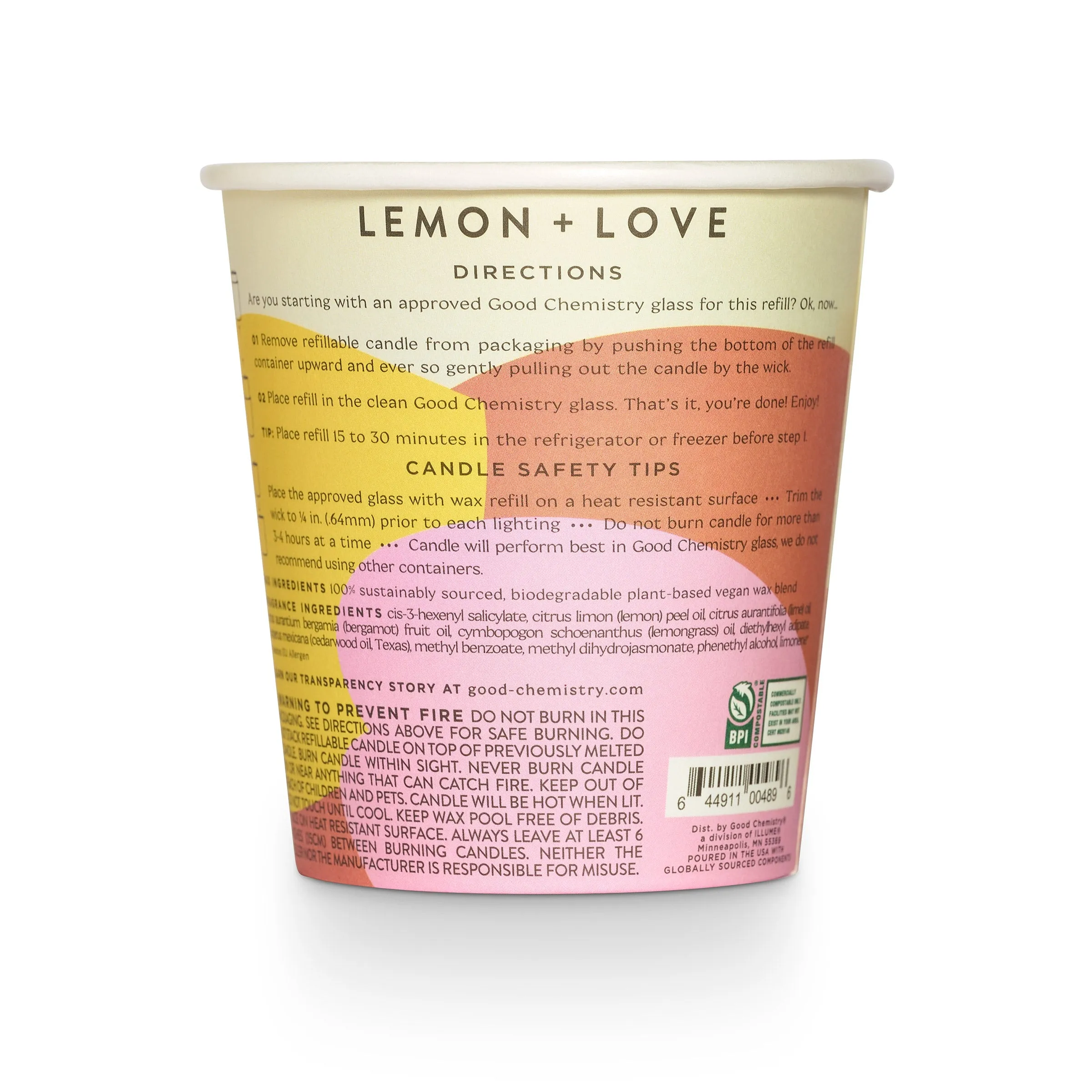 Lemon   Love Biodegradable Candle Refill