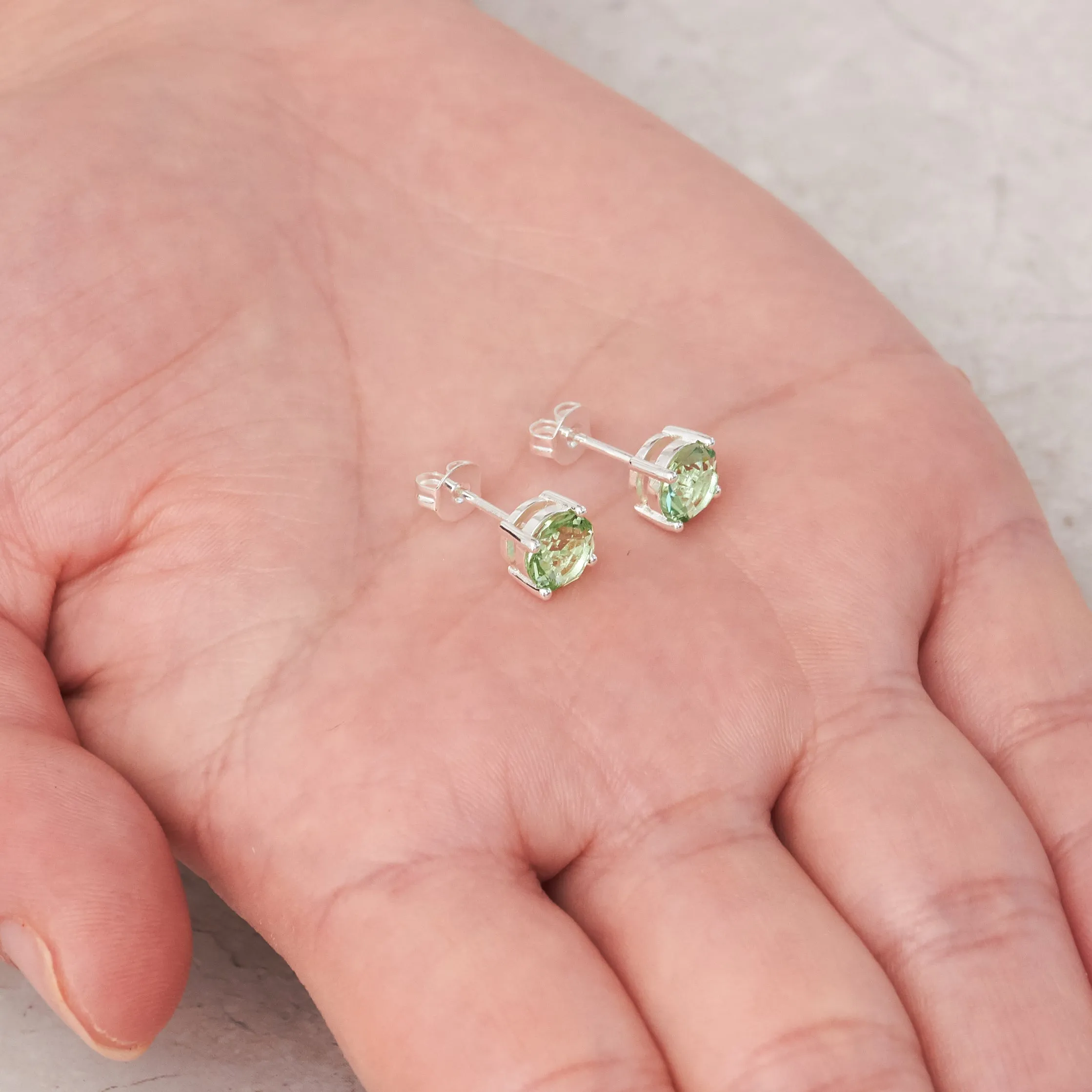 Light Green Stud Earrings Created with Zircondia® Crystals