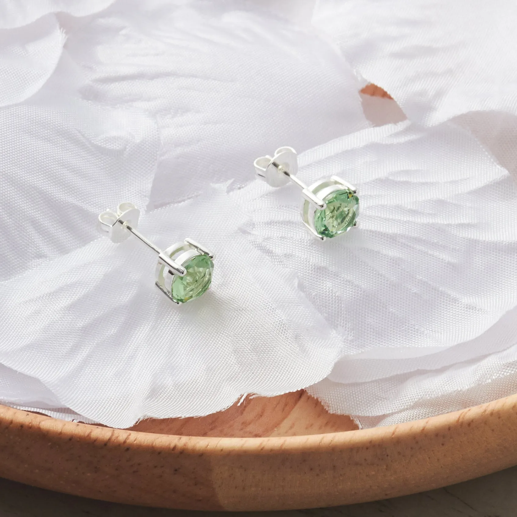 Light Green Stud Earrings Created with Zircondia® Crystals