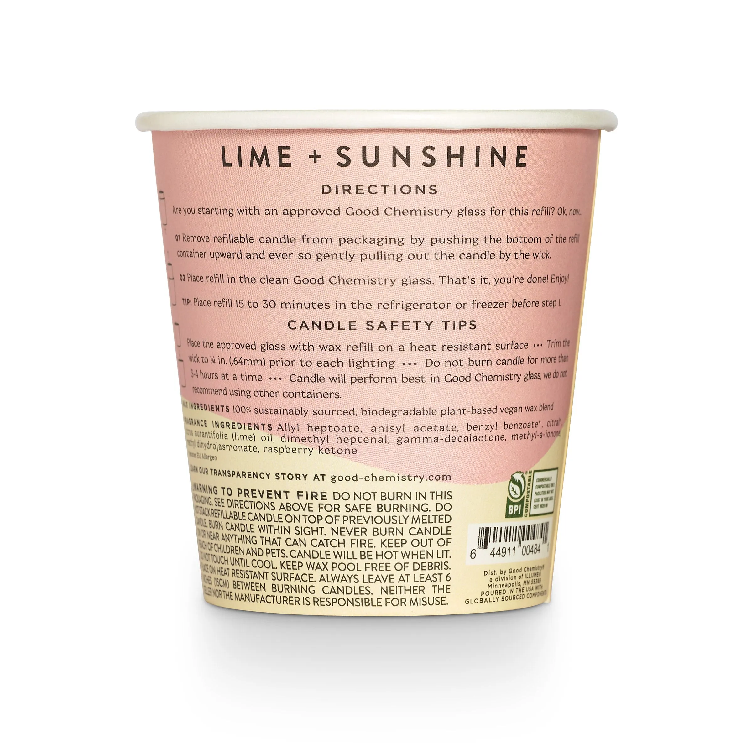 Lime   Sunshine Biodegradable Candle Refill