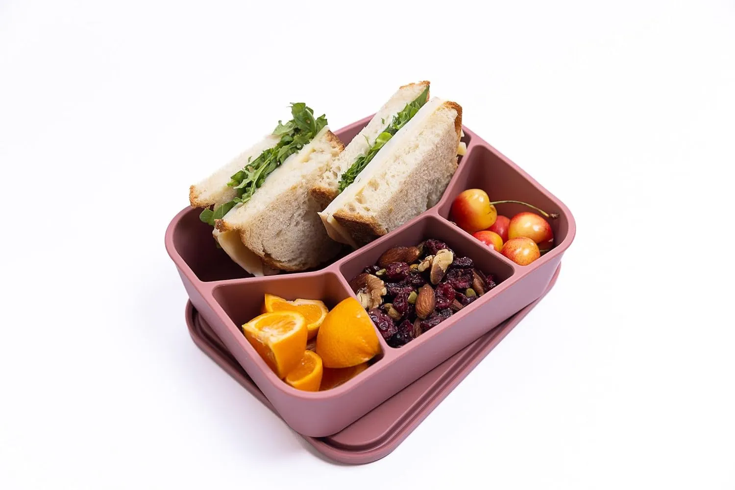 Lunchbox, 100% Food Grade Eco-Friendly Leak-Proof Silicone Bento Box, 4 Compartment, 6 Colors