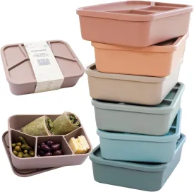 Lunchbox, 100% Food Grade Eco-Friendly Leak-Proof Silicone Bento Box, 4 Compartment, 6 Colors