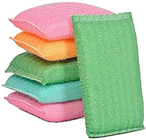 Magic Providers Stainless Steel Scrub with Sponges Metal Scrubber - Pack of 6 | Sponge Scrubber for Dishes, Pots, Pans, Kitchens, Bathroom, and Tough Cleaning for Non-Stick Utensils - Multicolored