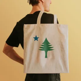 Maine State Pine Tree & Star Large Canvas Tote Bag Grocery Totes