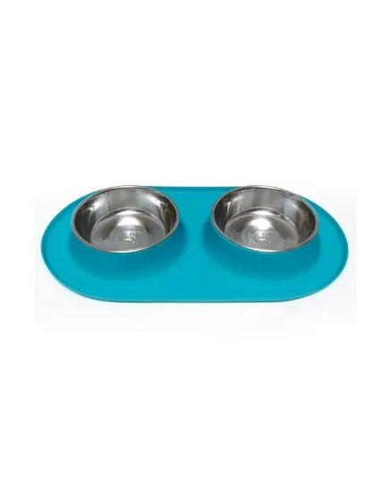 Messy Mutts Double Silicone Dog Feeder with Stainless Bowls, Medium