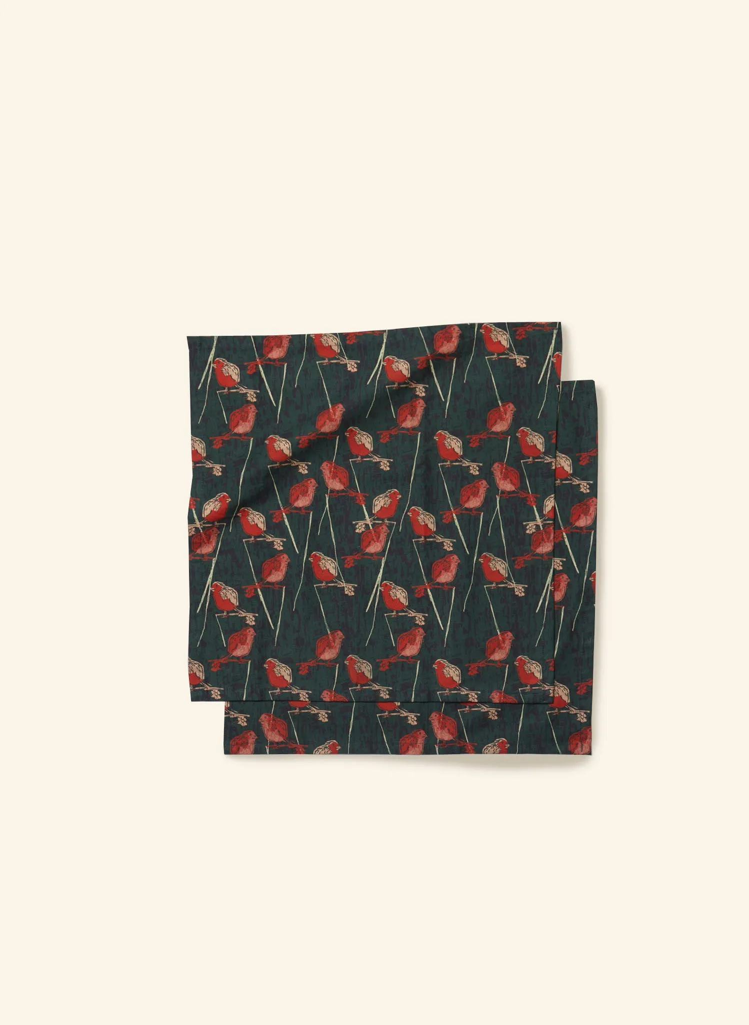 Napkin Set - Forest Green Robin