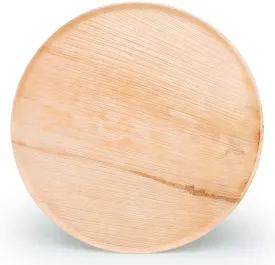 Naturally Chic Palm Leaf Compostable Serving Trays - 13” Round, Biodegradable Disposable Eco Friendly Bamboo Like Trays for Weddings, Parties, BBQs, Events (100 Pack)