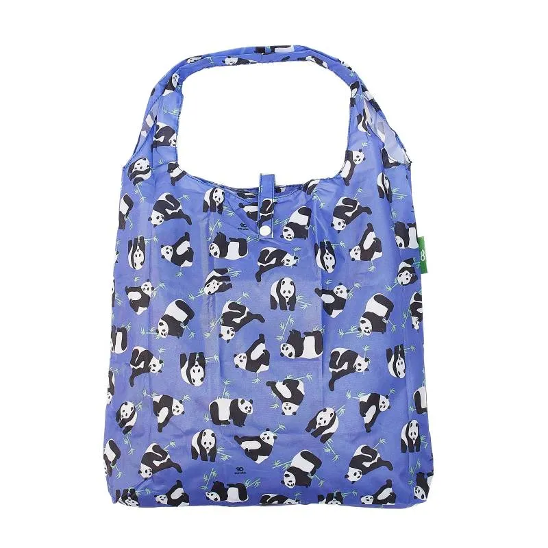 New Eco Chic 100% Recycled Foldable Panda Print Reusable Shopper Bag [EC-A43BU]