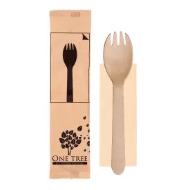 One Tree Wooden Cutlery Set Spork & Napkin 400pcs