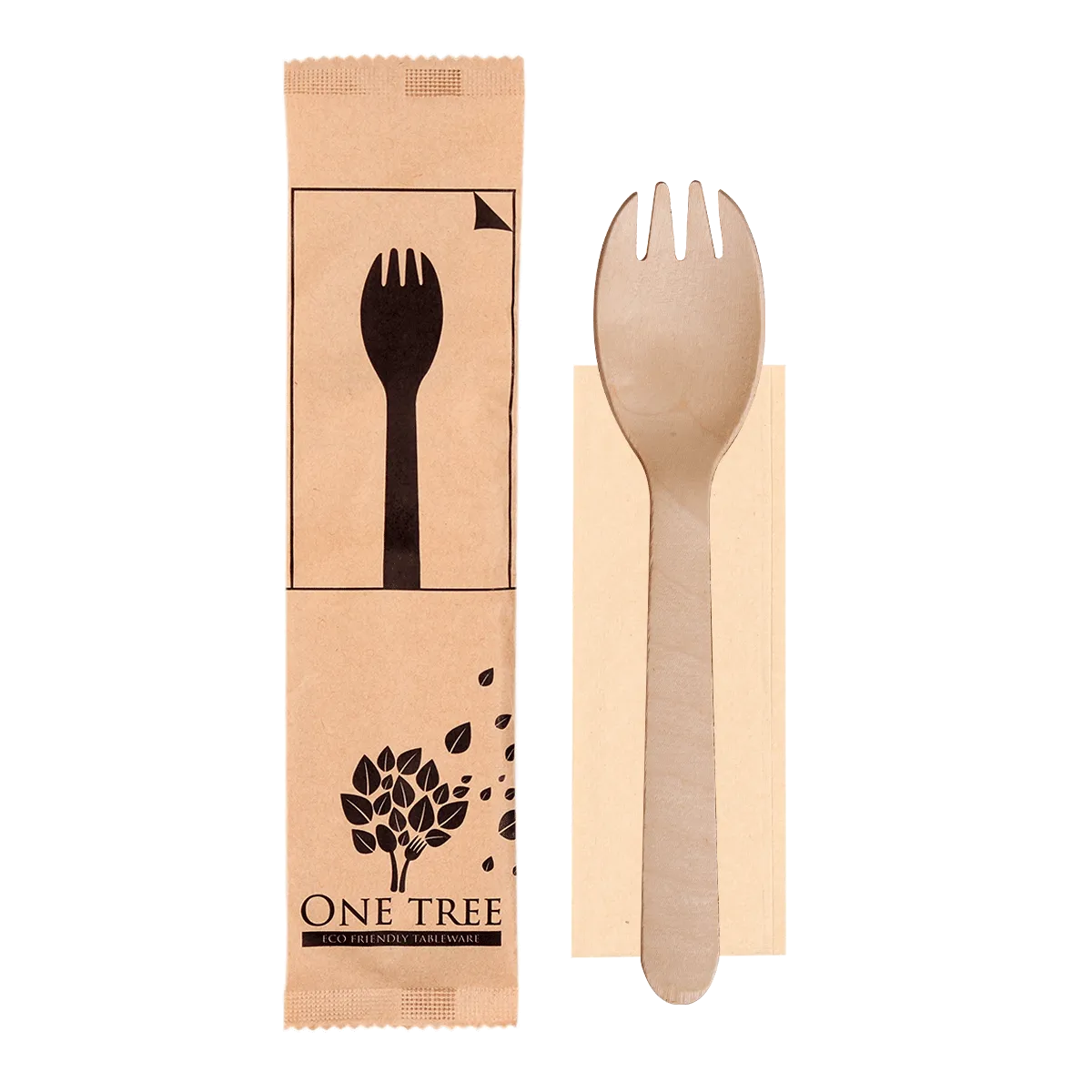 One Tree Wooden Cutlery Set Spork & Napkin 400pcs