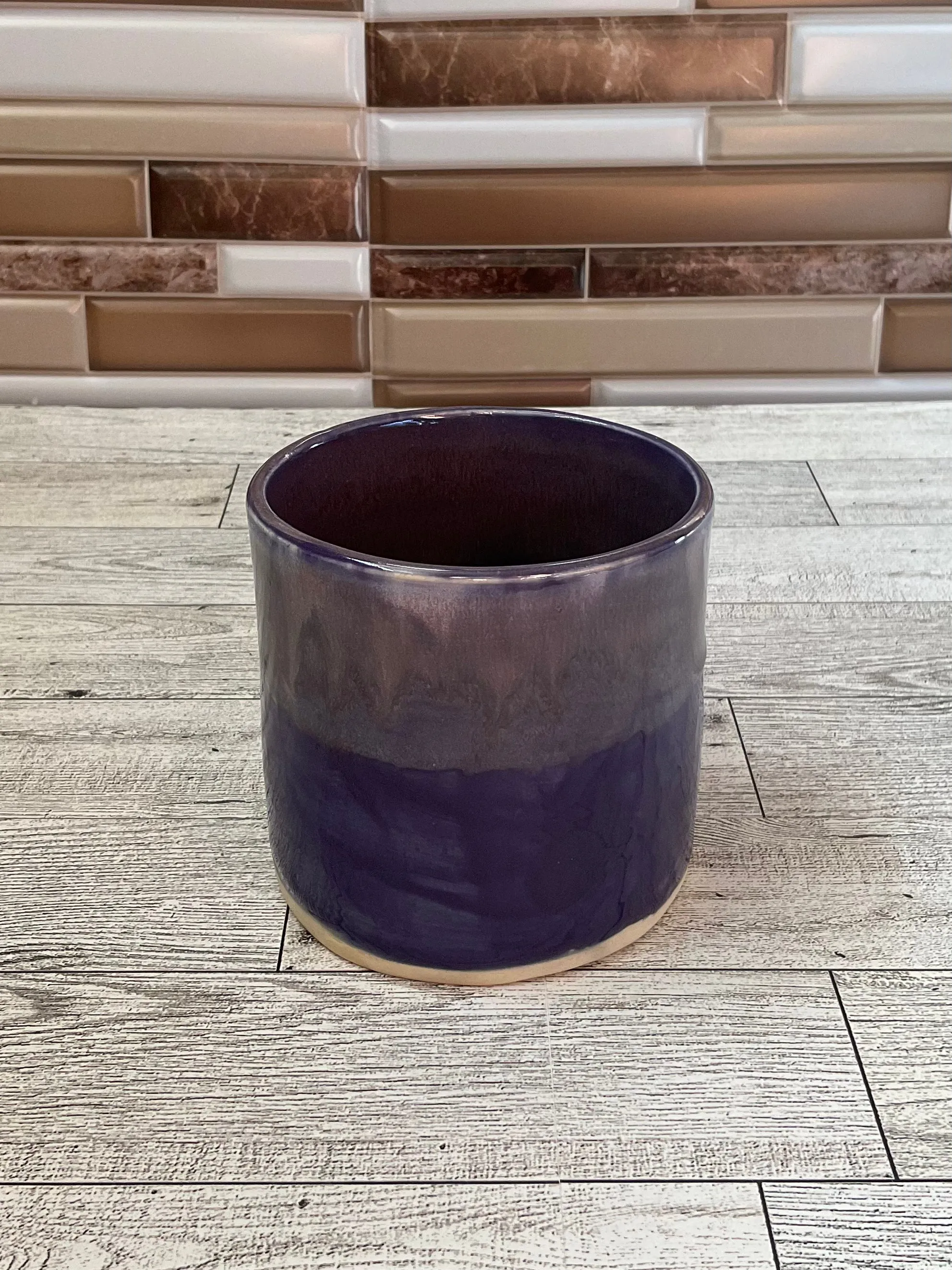 Purple Ceramic Vase/ Kitchen Utensil Holder