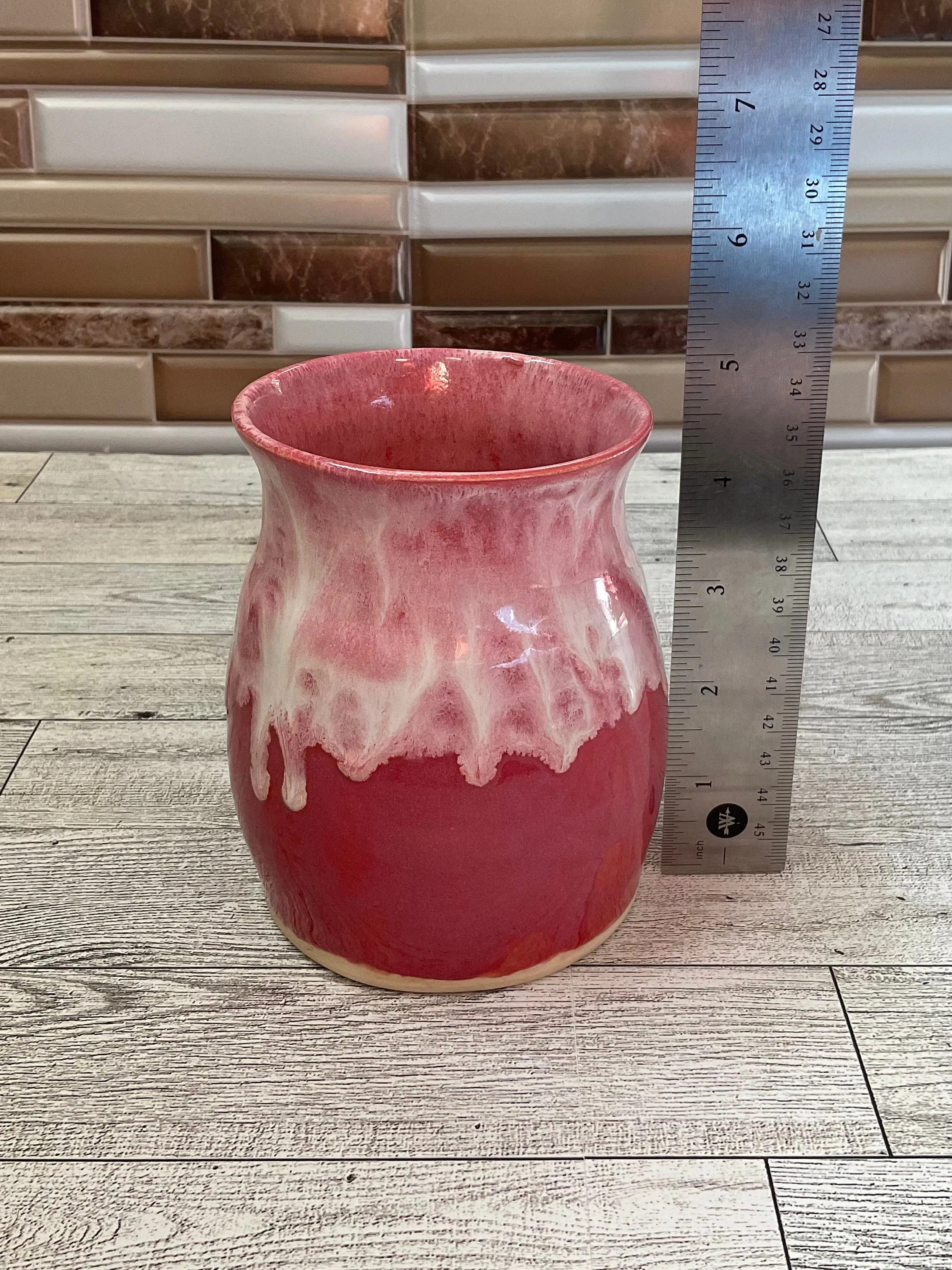 Raspberry Mist Ceramic Vase/ Kitchen Utensil Holder