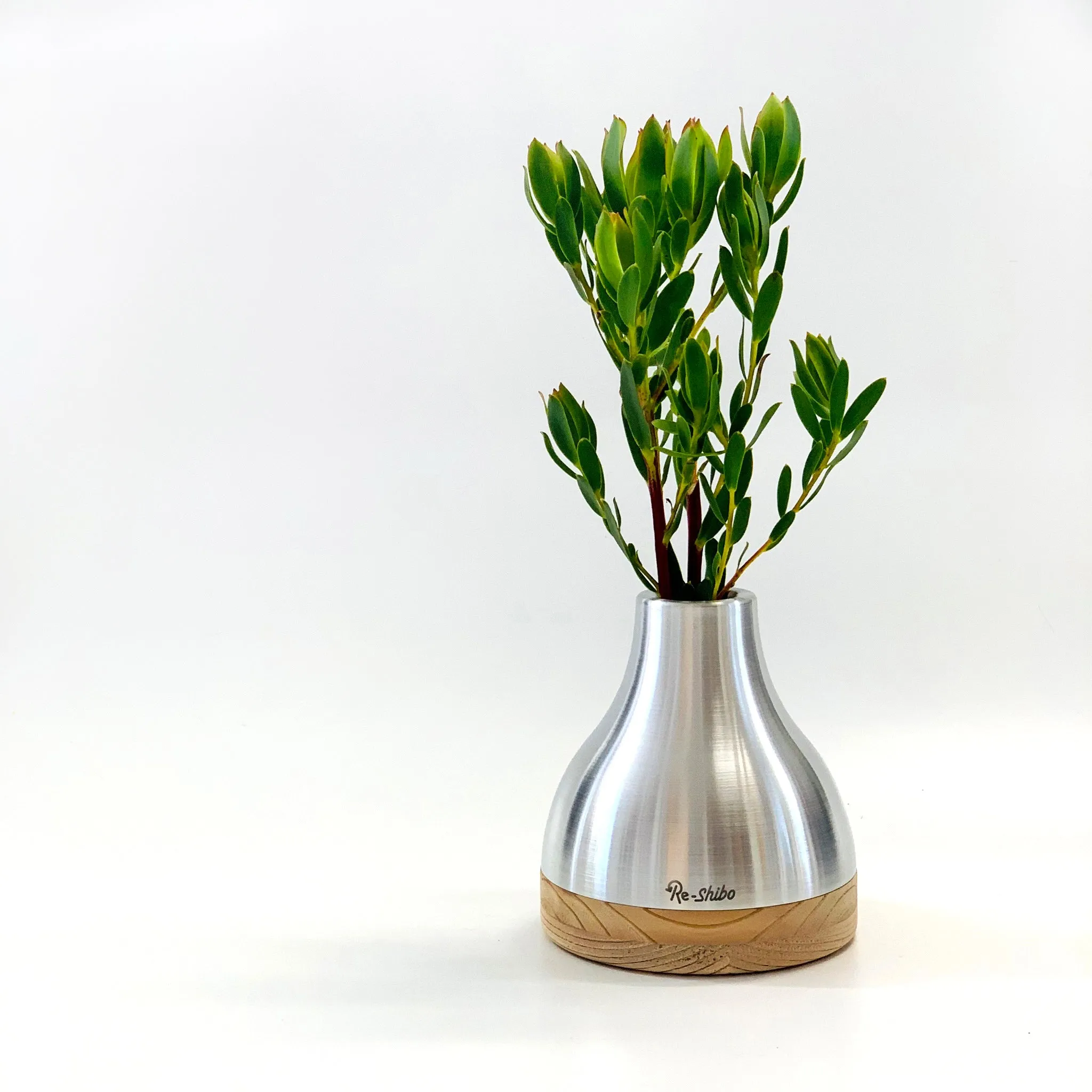 Re-Shibo Aluminium and Wood Vase by Sano Design