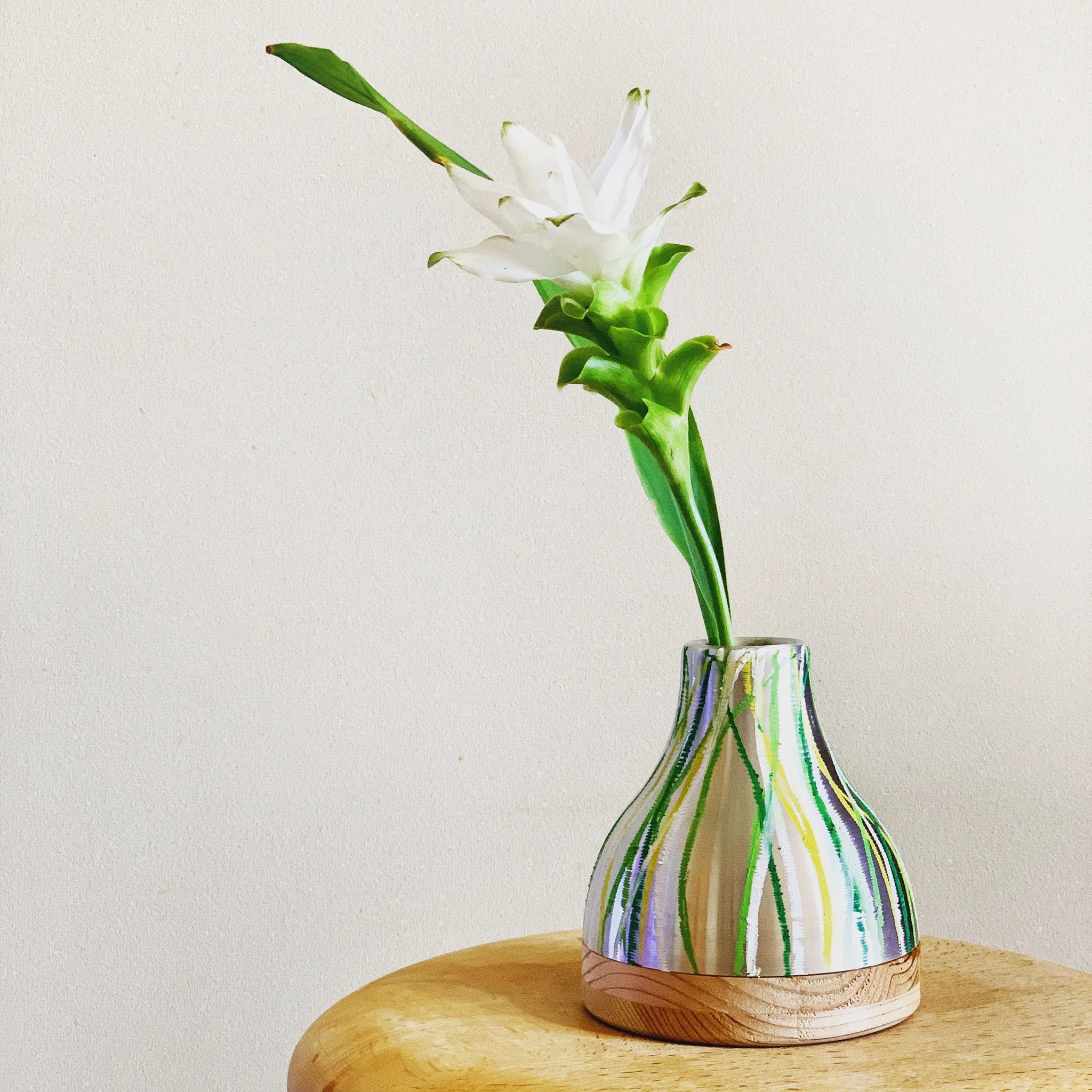 Re-Shibo Aluminium and Wood Vase by Sano Design