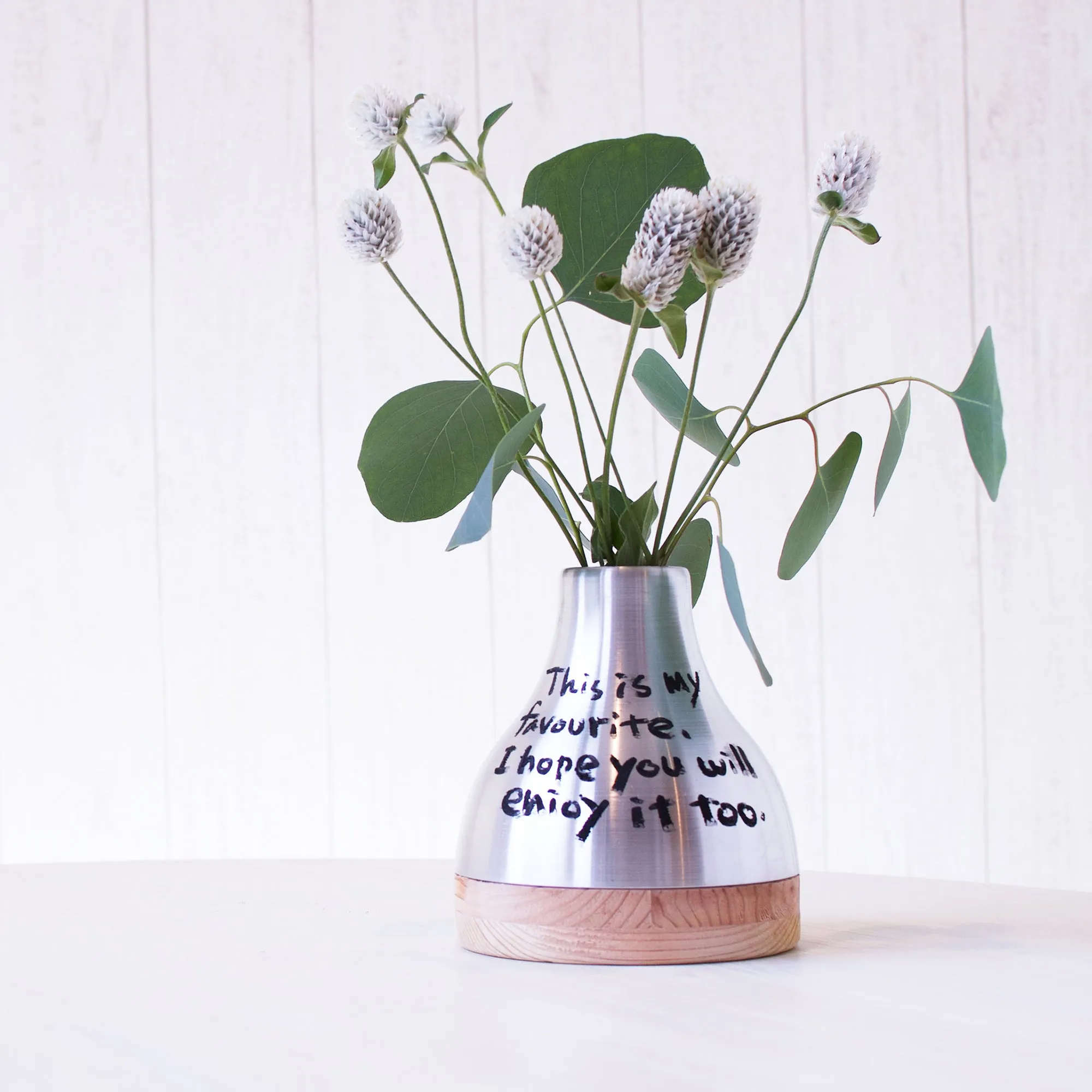 Re-Shibo Aluminium and Wood Vase by Sano Design