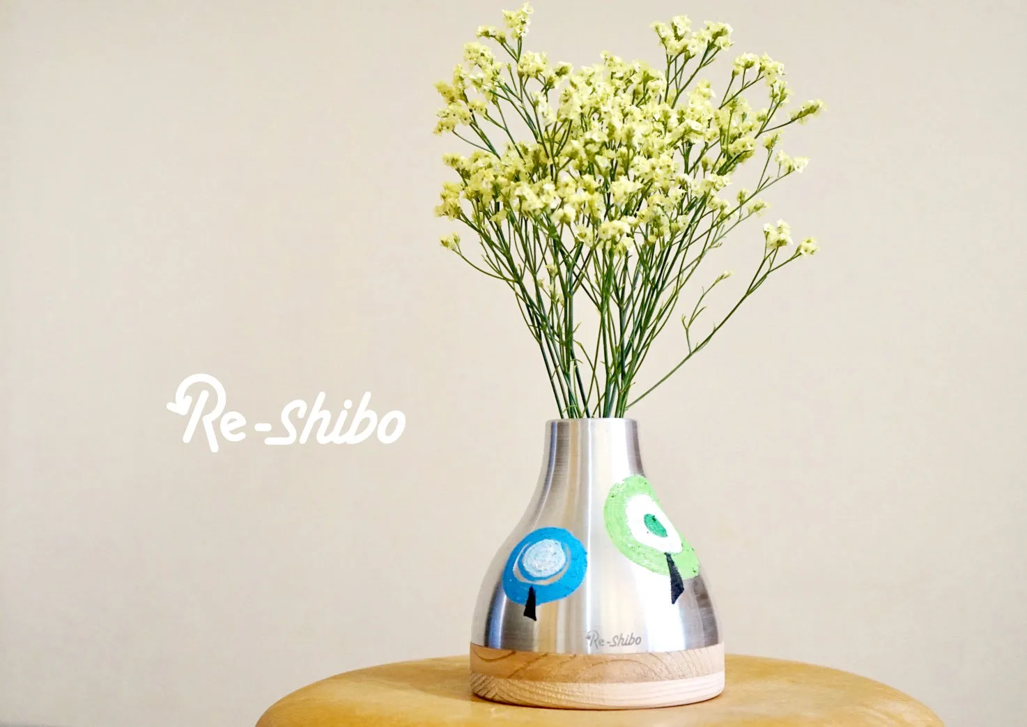 Re-Shibo Aluminium and Wood Vase by Sano Design